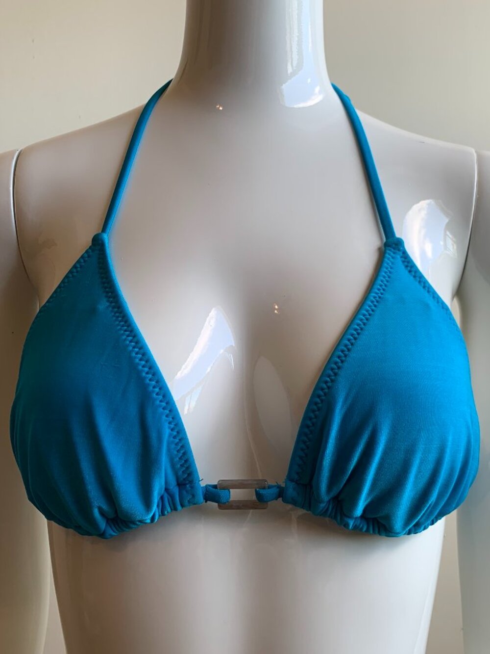 Raisins solid blue triangle bikini top